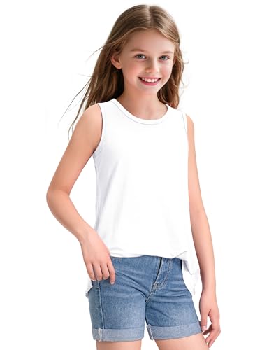 Image of KEREDA Girls Tank Tops Flowy Loose Fit Sleeveless Shirts Summer Tunic Tops