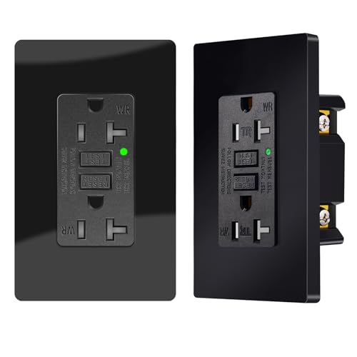 Black 20A GFCI Outlet TR WR Tamper &amp; Weather Resistant, ETL Listed