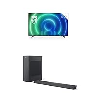Philips 50PUS7506/12 50 Zoll LED-Fernseher, 4K Smart TV, HDR-Bild, kinoreifer Dolby Vision & Atmos-Sound, Gaming Fernseher + B6305/10 Soundbar Bluetooth mit Subwoofer kabellos Schwarz 2020/2021 Modell
