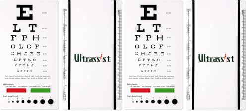 Image of Ultrassist Snellen Eye Chart, Pocket Size Eye Testing Chart 6 Feet 3.9x7.3 inch for Visual Acuity Measuring (Pack of 2)