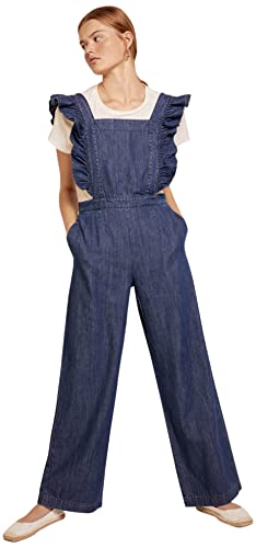 Springfield Mono Vaquero Tirantes Volantes Lavado Sostenible, Mono Mujer, Azul Medio (Medium Blue), 36
