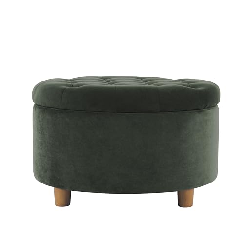 HomePop Home Decor | Large Button Tufted Velvet Round Storage Ott...
