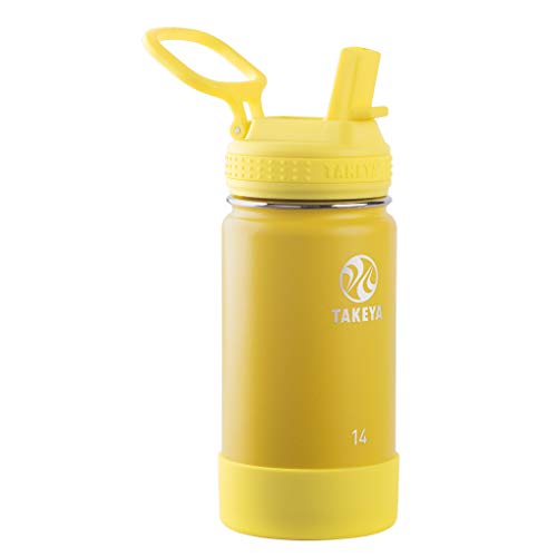 Takeya Kids Insulated Water Bottle w/Straw Lid, 14 Ounces, Sunflower