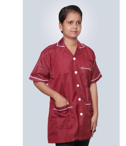 Unisex Apron Lab Coat Maroon - Short Sleeves Pack of 1