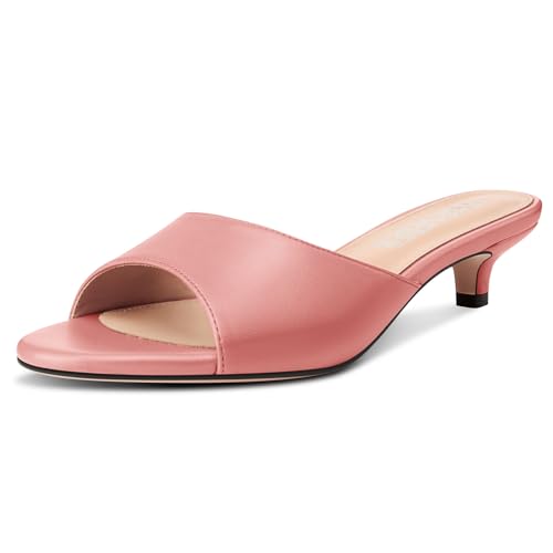 Image of TNYNFBEB Womens Low Kitten Heel Open Toe Sandals Mules Shoes Slingback Prom Party Dress Summer 1.4 Inches Heels
