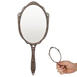 Miroir portable – embrassez l'élégance de l'esthétique ancienne avec ce miroir de maquillage à poignée de style vintage, miroir compact pour filles