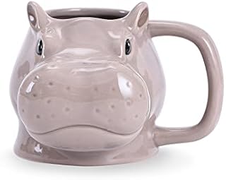 Animal Designs Mug 3D Character Shaped Tea Coffee Novelty Mugs-Brown Hippo