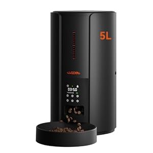 WOPET Automatic Cat Feeder 5L – Automatic Cat Food Dispenser, New FT70 Plus Timed Cat Feeder 6 Meals Daily with Portion Control, Auto Dog Feeder with 10s Meal Call, Backup Power Supply for Cat & Dog