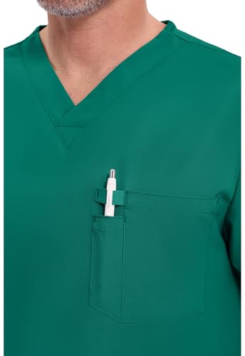 Image of Dickies EDS Essentials Scrubs for Men V-Neck 360 Stretch Medical Scrub Top | Relaxed Fit, 2 Pocket Design, 360 Stretch, Moisture Wicking Fabric, Durable Construction, Side Vents, Easy Care