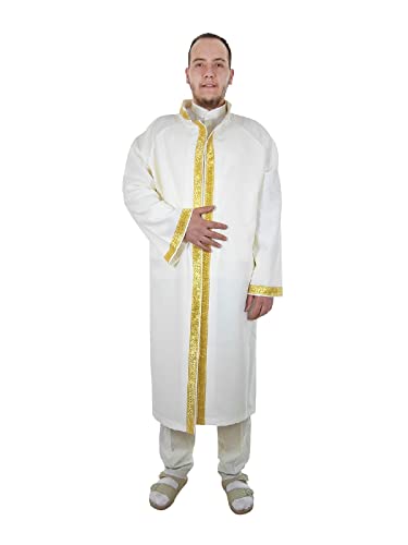 ihvan online Muslimisches Gebetskleid für Männer Jubbah, Langarm Islamischer Muslimischer Nahen Osten Kaftan Muslimische Gebetskleidung, Weiß / Mod 1, Large Cover