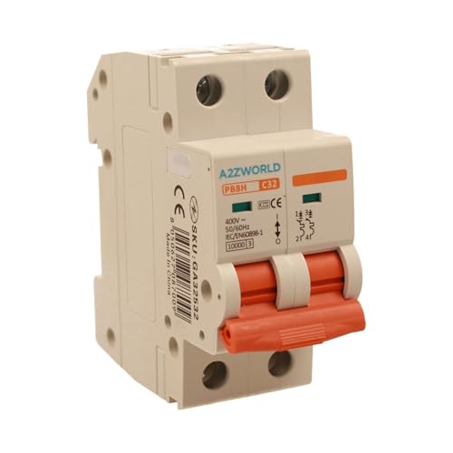 Interruttore Magnetotermico 32A C32, Bipolare 2P, Curva C 10kA, 2 Moduli DIN 220V AC, Certificato IEC60898-1, Serie Professionale PB8H