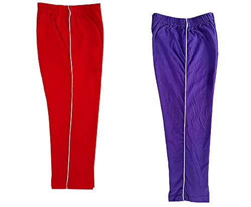 Image of indi weaves Girls Cotton Solid Capri 3 /4th Leggings (Pack of 2)