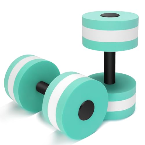 Aquatic Dumbbells, 2PCS Water Aerobic Exercise Foam Dumbbell Pool Resistance, Water Aqua Fitness Barbells Hand Bar Exercises Equipment for Weight Loss, Cyan
