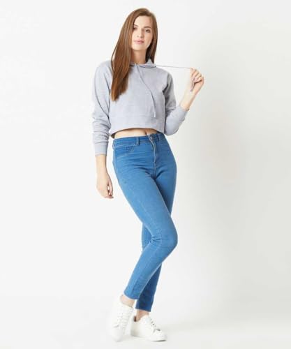 Image of Girls and Womens Long Sleeve Casual Solid Crop Top Hoodies (Foe Summer and Winterwear Both)