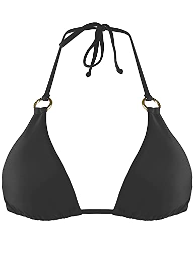 Relleciga Women's Women's Triangle Bikini Top Swimsuit Swimwear Size L Black #TOP4