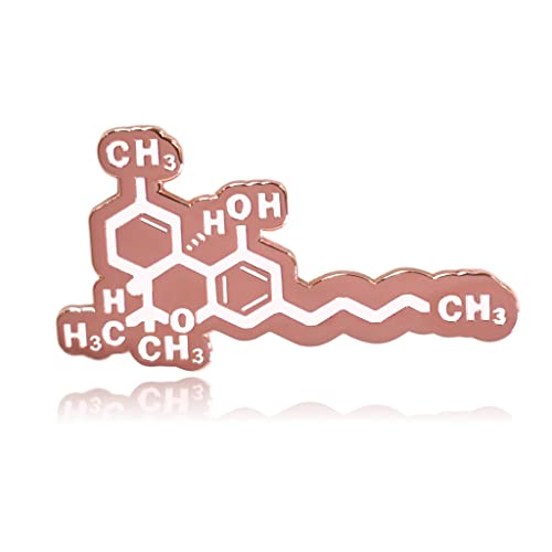Clayton Jewelry Labs THC Molecule Tetrahydrocannabinol Weed Marijuana Hard Enamel Lapel Pin (Rose Gold/White)