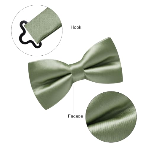 Image of YourTies Bow Ties for Men Pre-Tied Adjustable Bow Tie Coloful Satin Bowtie | Satin Clip-on Bowties,Solid Color Striped Paisley,Woven Jacquard,Formal Casual Wedding Business Party Prom,Tuxedo,Gift Box