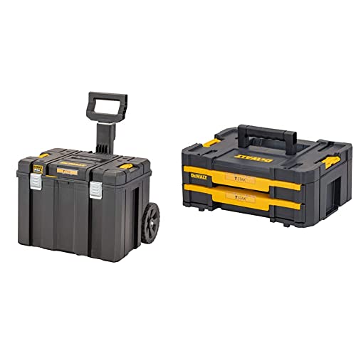 TSTAK™ 2.0 Mobile Storage Box & DeWalt DWST1-70706 T-Stak IV Tool Storage Box with 2-Shallow Drawers, Yellow/Black, 7.01 cm*16.77 cm*12.28 cm