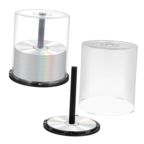 FONDOTIN 2 piezas Cubo de Almacenamiento para Cds y Dvds de Plástico Resistente Organizador Portátil Vacío con Capacidad para Discos Soporte Práctico para Proteger y Ordenar Colecciones