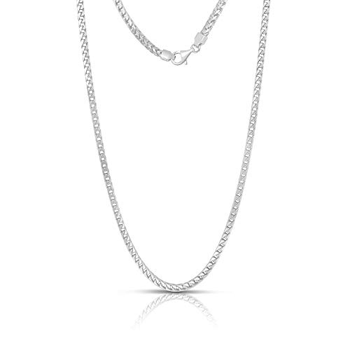 .925 Rhodium Plated Sterling Silver 1Mm, 1.5Mm, 2Mm, 3Mm Or 3.5Mm Franco Chain Necklace (24, 3.5Mm) #TOP16
