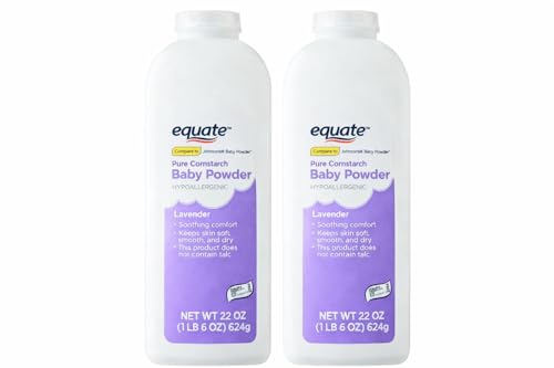 Equate Lavender Pure Cornstach Baby Powder. Hypoallergenic (22 Oz Pack of 2)