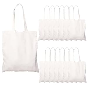 15” X 16” Cotton Tote Bag, 15 Pack Canvas Tote Bags, Blank Canvas Tote Bags Sublimation Tote Bags, Lightweight Thin Reusable Grocery Cloth Bag, Multi-purpose Canvas Bag for DIY Shopping, Beach