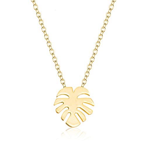 YOOE Hawaiian Palm Leaf Necklace.Tropical Style Leaf Pendant Necklace for Woman Girl Jewelry Vacation Beach Gift (Gold) YOOE Hawaiian Palm Leaf Necklace.Tropical Style Leaf Pendant Necklace for Woman Girl Jewelry Vacation Beach Gift (Gold)