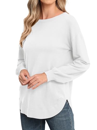Image of GRECERELLE Womens Long Sleeve Lightweight Crewneck Sweater Tops Casual Soft Knit Pullover Jumper