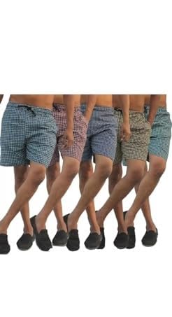 | Men’s Regular Fit 100% Cotton Casual Lounge Shorts | Dual Pocket Sleep Shorts Pack of 5 (Multicolour)