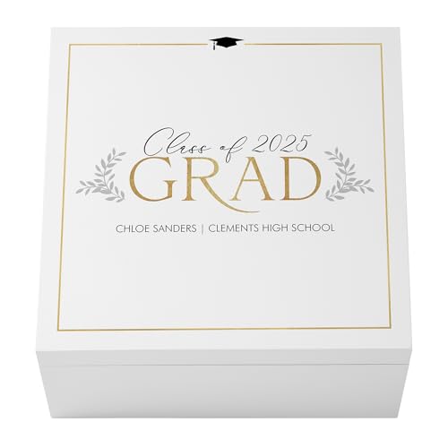 Let's Make Memories Personalized Keepsake Box - For Graduation - Class of 2025 - Graduate Memento Box - Customized for any Grad and School - Branch Out - 12
