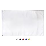 FRF FLAG Solid White Flags 3x5 Ft, 210D Nylon Blank Flags, DIY Flags, Outdoor Heavy Duty Double Side, Bright Colors with 2 Brass Grommets