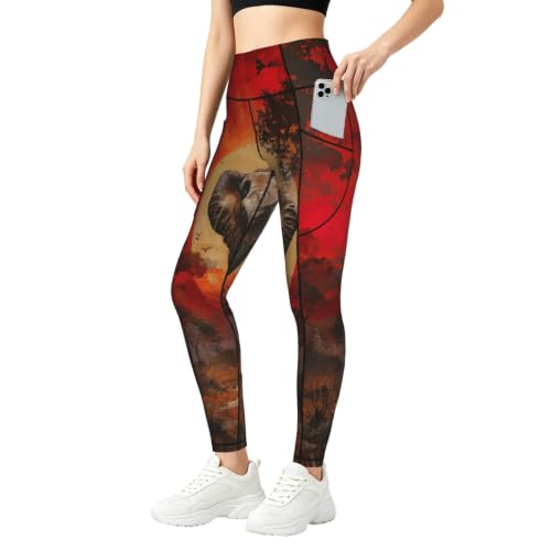 Pantalones de yoga holgados con estampado de elefante y leggings de descanso
