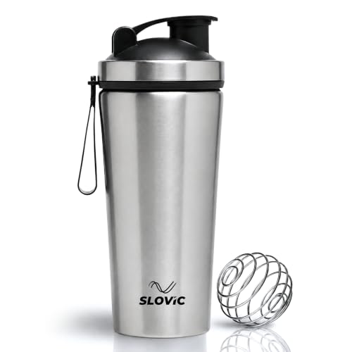Image of SLOVIC Steel Shaker For Gym [750 ML] | Gym Bottles For Men | Gyms Shaker for Men | Odor Free Protein Shaker Bottle For Protein Shake, Leakproof Stainless Steel Shakers Bottle For Exercise