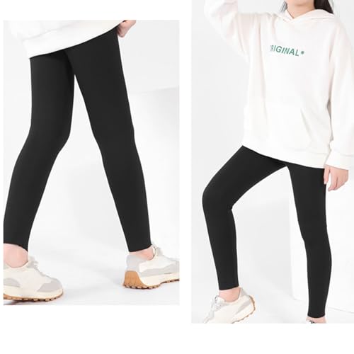 Children's Sports Warm Leggings Tights Winter Yoga Athletic High Rise Yoga Pants Elastic Sporty Funny High Waisted Girl's Fleece Scrunch Butt Gym Cute Lift Classic Butt Lift Exercise Black4