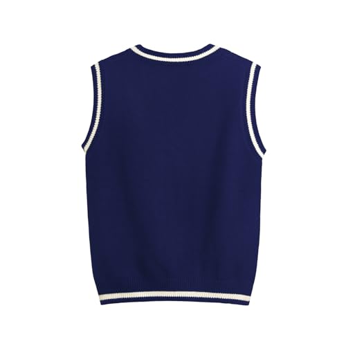 Image of Sweater Vest Women,Sleeveless V Neck Argyle Plaid Long Preppy Loose Knitted Casual School Sweaters Tank Top