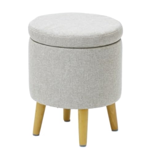 スツール 椅子 足置き 取り外し可能なトップパッド付きシート、隠しスペース、木製脚付きフットスツール ソファスツール デスク下(Beige)