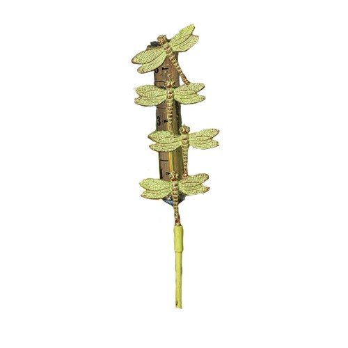 Ancient Graffiti Cast Brass Staked Dragonfly Rain Gauge, Multi-Colour, 5.08x5.71x68.58 cm