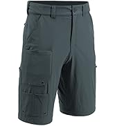 FitsT4 Men's Fishing Shorts Elastic Waist 10.5" Lightweight Quick Dry Stretch Outdoor Cargo Hikin...