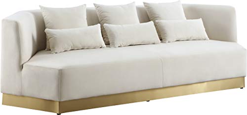 Meridian Marquis Velvet Sofa with Gold Steel Base, Cream