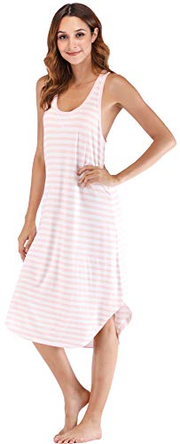 GYS Long Nightgown for Women - Viscose Made from Bamboo, Soft Sleeveless Sleep Shirt Summer Racerback Sleep Dress2