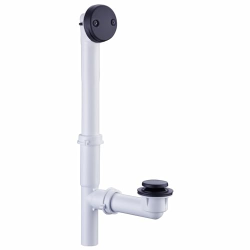 WELSAN Matte Black Tub Drain Kit 1-1/2 Tubular Bath Waste with Overflow