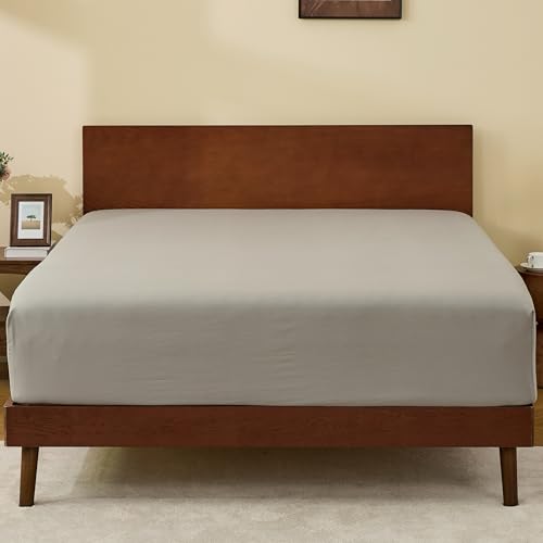 GOKOTTA Queen Fitted Sheet, Bottom Single Fitted Sheet Only with Elastic Corner Straps, Deep Pocket for 10-16 Inch Mattress - Soft Microfiber - Breathable, Hypoallergenic, Wrinkle Free - Grey