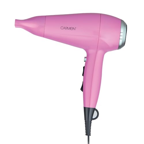 Carmen Hair Dryer with Concentrator Nozzle Three Heat Settings 2 Speed Settings 2200W Pink C81247PNK