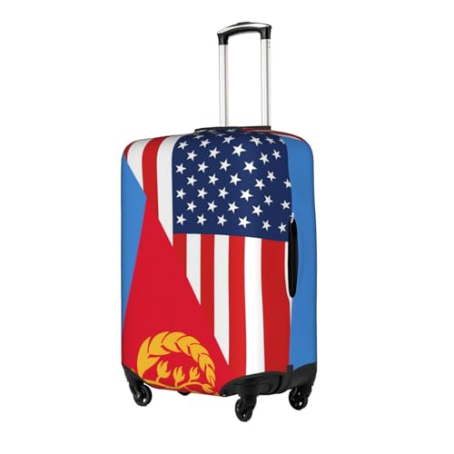 Travel Luggage Cover America Flag And Eritrea Eritrean Flag Fashion Washable Baggage Suitcase Protector Fit For Luggage Small2