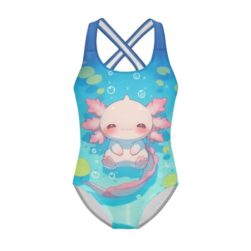 Image of Girls One Piece Swimsuits Teens Sleeveless Back Cross Strap Bathing Suit Kids Quick Dry Cute Beach Swimwear(5-14)