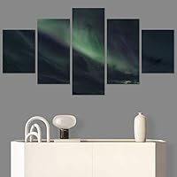SIGNWIN 5 Panel Canvas Wall Art Astronomy & Space Contemporary Cosmic Dramatic Green Group Photography Realism Ultra for Home Decorations Ready to Hang - 60