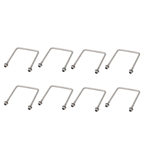 Sourcingmap M4 Thread 70mm Length 304 Stainless Steel Square U Bolt Silver Tone 8pcs