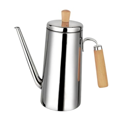FytStycale Botella Dispensadora de Acero Inoxidable, Contenedor de Aceite, Fácil de Verter, Botella de Cocina, Uso Versátil para de Soja Y Vinagre, Mango de Madera de 1000 Ml, Individual