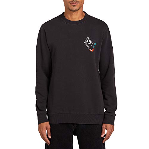 Volcom Men's Crew Fleece Sweatshirt, Asphalt Black, Large