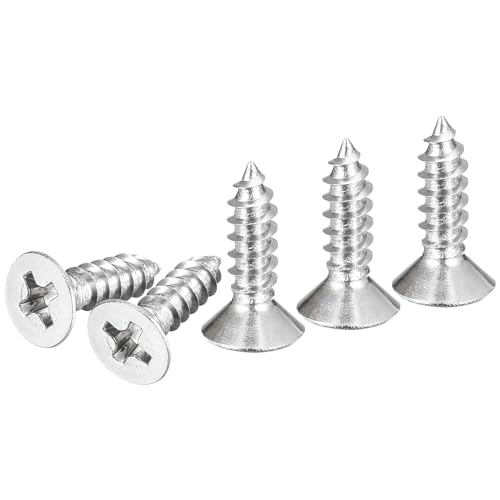 Image of DTGN 20Pcs #6x1 /2 inch Flat Head Wood Screws, 304 Stainless Steel Phillips Self Tapping Screws - Good for Woodworking, Furniture - Silver